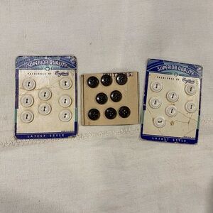Antique Vintage buttons - original package - set of 3 for sewing quilting notion